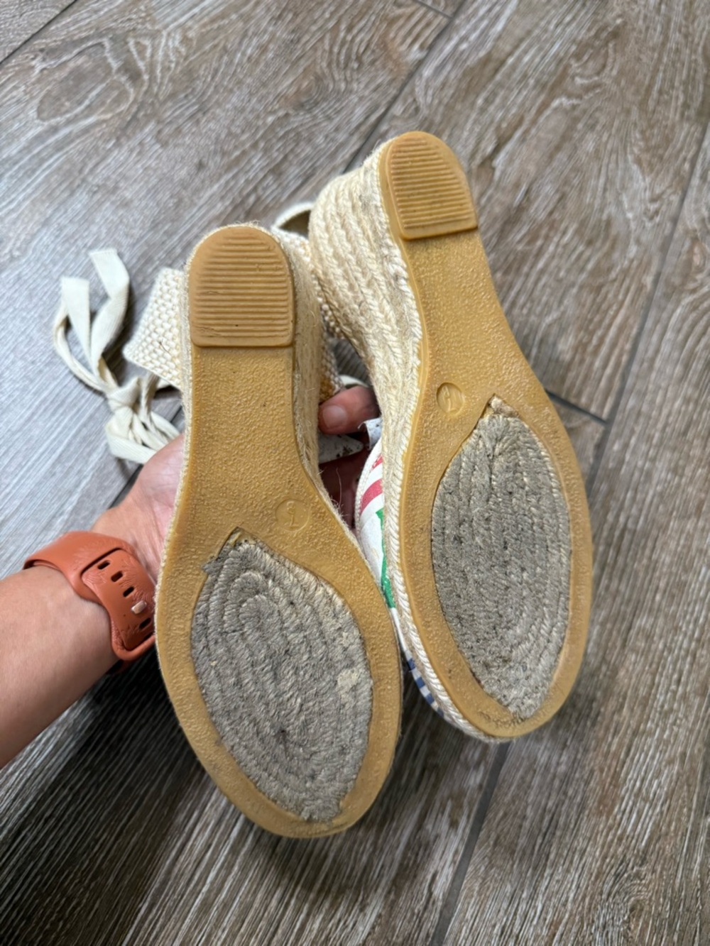 Vintage Coach Kerrie Patchwork Espadrille Wedge Sandals - size 7 - Picture 6 of 6